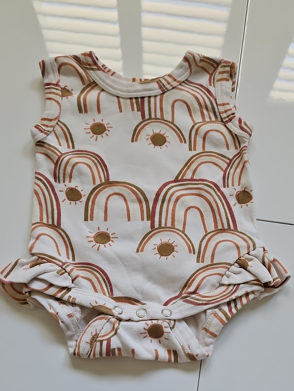 kate quinn Baby Girl Rust and Terracotta Rainbow Print Bodysuit 0-3m